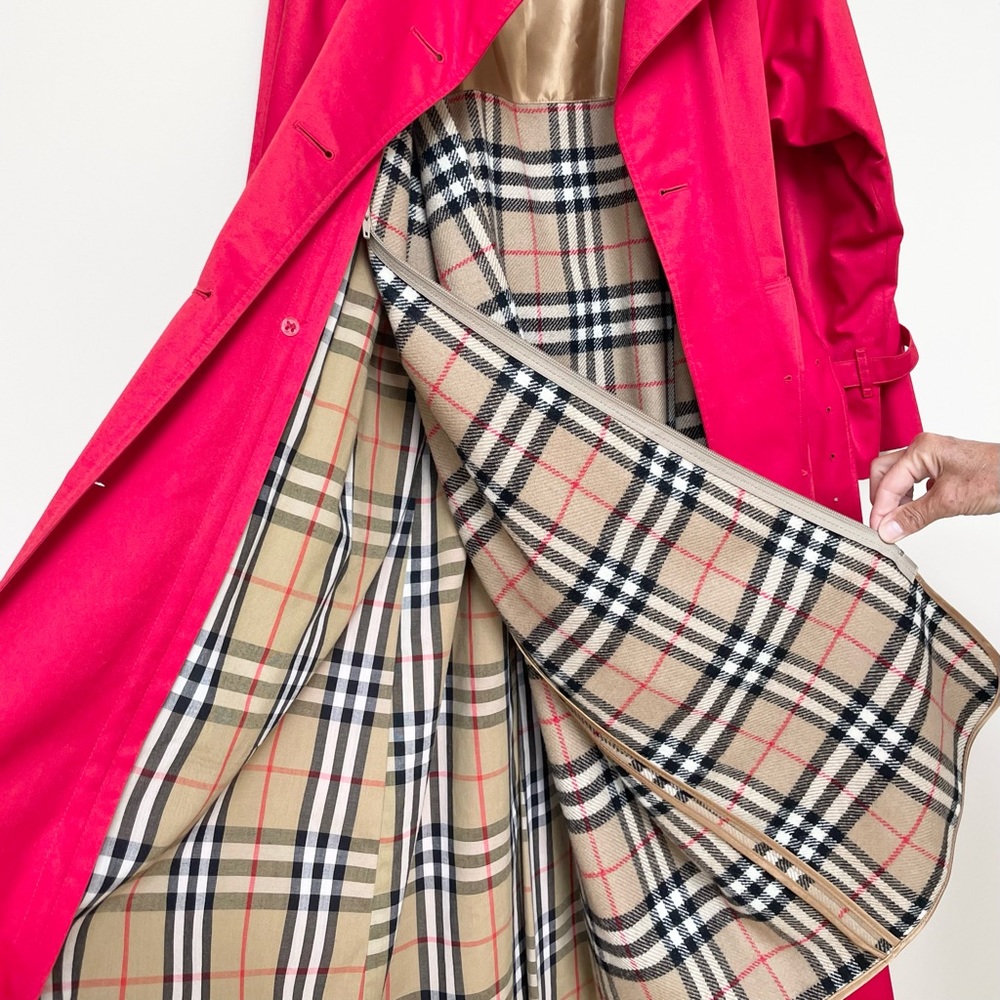 Red Burberry Trench Coat with removable wool lining